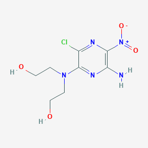 molecular formula C8H12ClN5O4 B12895094 2,2'-((6-Amino-3-chloro-5-nitropyrazin-2-yl)azanediyl)diethanol CAS No. 88793-45-7