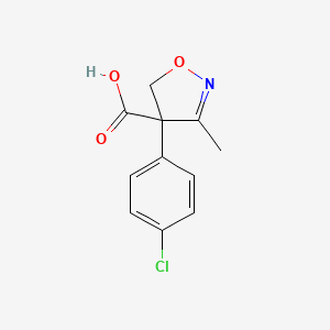 molecular formula C11H10ClNO3 B12895201 4-(4-Chlorophenyl)-3-methyl-4,5-dihydro-1,2-oxazole-4-carboxylic acid CAS No. 873000-74-9