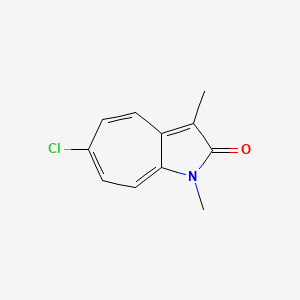 molecular formula C11H10ClNO B12895236 Cyclohepta[b]pyrrol-2(1H)-one, 6-chloro-1,3-dimethyl- CAS No. 104422-25-5