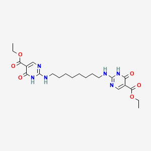 molecular formula C22H32N6O6 B12895259 Ethyl 2-[8-[(5-ethoxycarbonyl-4-oxo-3H-pyrimidin-2-YL)amino]octylamino]-4-oxo-3H-pyrimidine-5-carboxylate CAS No. 92736-12-4