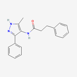 molecular formula C19H19N3O B12895262 N-(5-methyl-3-phenyl-1H-pyrazol-4-yl)-3-phenylpropanamide CAS No. 645418-15-1