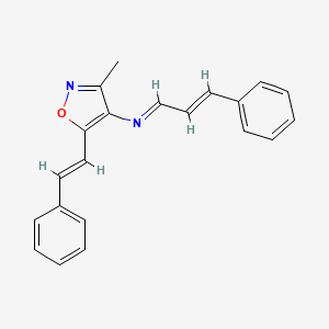 molecular formula C21H18N2O B12895272 3-Methyl-N-(3-phenylallylidene)-5-(styryl)isoxazol-4-amine CAS No. 88584-39-8