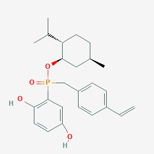 molecular formula C25H33O4P B12895277 (Sp)-(1R,2S,5R)-2-Isopropyl-5-methylcyclohexyl (2,5-dihydroxyphenyl)(4-vinylbenzyl)phosphinate 