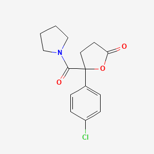 Pyrrolidine, 1-((2-(4-chlorophenyl)tetrahydro-5-oxo-2-furanyl)carbonyl)-