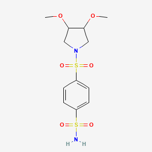 molecular formula C12H18N2O6S2 B12895497 4-(3,4-Dimethoxypyrrolidine-1-sulfonyl)benzene-1-sulfonamide CAS No. 55619-43-7