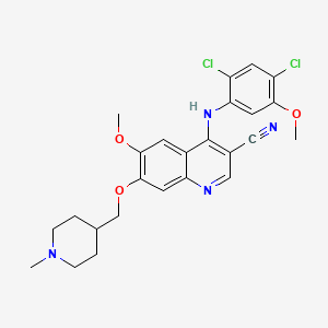 4-(2,4-Dichloro-5-methoxyanilino)-6-methoxy-7-[(1-methylpiperidin-4-yl)methoxy]quinoline-3-carbonitrile