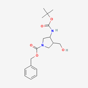 B1289640 Benzyl 3-((tert-butoxycarbonyl)amino)-4-(hydroxymethyl)pyrrolidine-1-carboxylate CAS No. 1255099-67-2