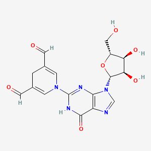 1-(9-((2R,3R,4S,5R)-3,4-Dihydroxy-5-(hydroxymethyl)tetrahydrofuran-2-yl)-6-hydroxy-9H-purin-2-yl)-1,4-dihydropyridine-3,5-dicarbaldehyde