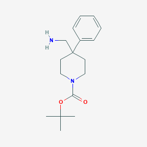 B128971 Tert-butyl 4-(aminomethyl)-4-phenylpiperidine-1-carboxylate CAS No. 158144-82-2