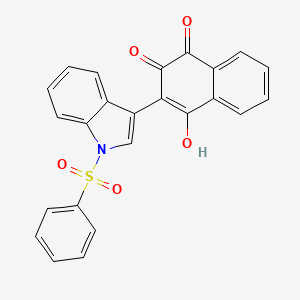 molecular formula C24H15NO5S B12897386 1,4-Naphthalenedione, 2-hydroxy-3-[1-(phenylsulfonyl)-1H-indol-3-yl]- CAS No. 918905-46-1