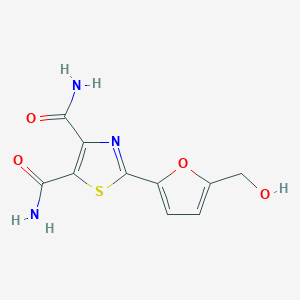 molecular formula C10H9N3O4S B12897641 2-[5-(Hydroxymethyl)furan-2-yl]-1,3-thiazole-4,5-dicarboxamide CAS No. 60084-08-4