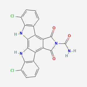 molecular formula C21H10Cl2N4O3 B12897750 1,11-Dichloro-5,7-dioxo-12,13-dihydro-5H-indolo[2,3-a]pyrrolo[3,4-c]carbazole-6(7H)-carboxamide 