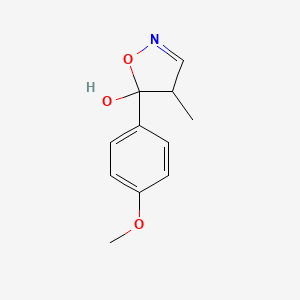 molecular formula C11H13NO3 B12897814 5-(4-Methoxyphenyl)-4-methyl-4,5-dihydro-1,2-oxazol-5-ol CAS No. 61184-71-2