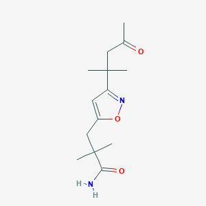 molecular formula C14H22N2O3 B12898066 2,2-Dimethyl-3-[3-(2-methyl-4-oxopentan-2-yl)-1,2-oxazol-5-yl]propanamide CAS No. 29945-93-5