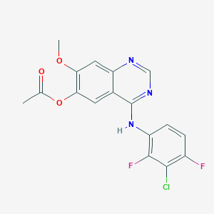 molecular formula C17H12ClF2N3O3 B12898100 4-((3-Chloro-2,4-difluorophenyl)amino)-7-methoxyquinazolin-6-yl acetate 