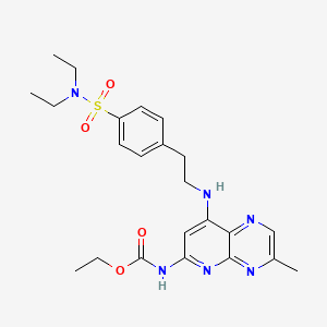 molecular formula C23H30N6O4S B12898129 Ethyl (8-((4-(N,N-diethylsulfamoyl)phenethyl)amino)-3-methylpyrido[2,3-b]pyrazin-6-yl)carbamate CAS No. 21271-98-7