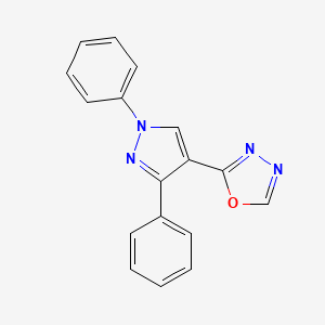 molecular formula C17H12N4O B12898143 2-(1,3-Diphenyl-1H-pyrazol-4-yl)-1,3,4-oxadiazole CAS No. 917947-69-4