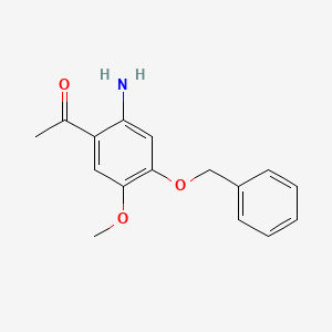 B1289851 1-(2-Amino-4-(benzyloxy)-5-methoxyphenyl)ethanone CAS No. 75665-73-5
