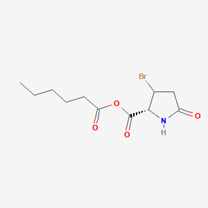 (2R)-3-Bromo-5-oxopyrrolidine-2-carboxylic hexanoic anhydride