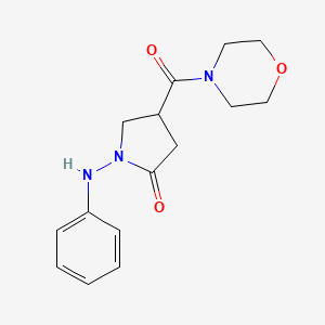 molecular formula C15H19N3O3 B12898722 4-((5-Oxo-1-(phenylamino)-3-pyrrolidinyl)carbonyl)morpholine CAS No. 39630-11-0