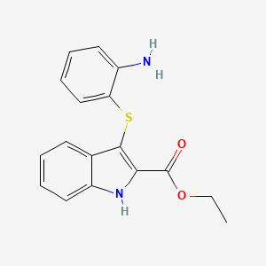 1H-Indole-2-carboxylic acid, 3-((2-aminophenyl)thio)-, ethyl ester