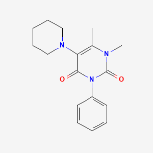 molecular formula C17H21N3O2 B12899152 2,4(1H,3H)-Pyrimidinedione, 1,6-dimethyl-3-phenyl-5-(1-piperidinyl)- CAS No. 32150-72-4