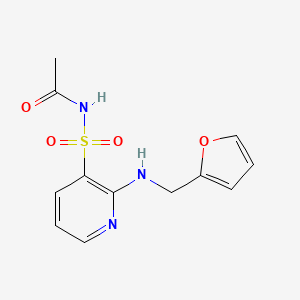 molecular formula C12H13N3O4S B12899324 Acetamide, N-[[2-[(2-furanylmethyl)amino]-3-pyridinyl]sulfonyl]- CAS No. 61941-77-3