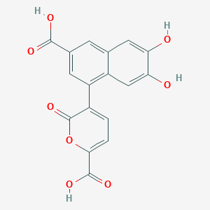 3-(3-Carboxy-6,7-dihydroxynaphthalen-1-yl)-2-oxo-2H-pyran-6-carboxylic acid