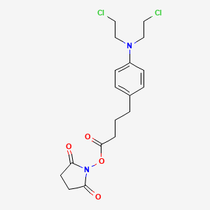 molecular formula C18H22Cl2N2O4 B12899864 2,5-Pyrrolidinedione, 1-(4-(4-(bis(2-chloroethyl)amino)phenyl)-1-oxobutoxy)- CAS No. 56842-79-6