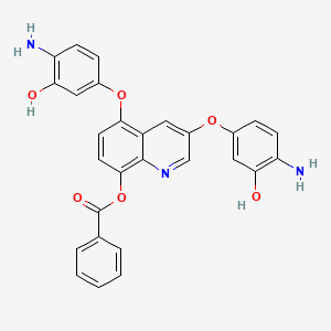 molecular formula C28H21N3O6 B12899944 3,5-Bis(4-amino-3-hydroxyphenoxy)quinolin-8-yl benzoate 