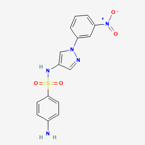 molecular formula C15H13N5O4S B12900062 4-Amino-N-[1-(3-nitrophenyl)-1H-pyrazol-4-yl]benzene-1-sulfonamide CAS No. 62537-87-5