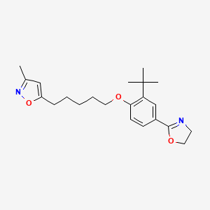 molecular formula C22H30N2O3 B12900834 Isoxazole, 5-(5-(4-(4,5-dihydro-2-oxazolyl)-2-(1,1-dimethylethyl)phenoxy)pentyl)-3-methyl- CAS No. 105639-09-6