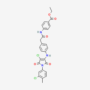 molecular formula C28H23Cl2N3O5 B12900929 Ethyl 4-(2-(4-((4-chloro-1-(3-chloro-4-methylphenyl)-2,5-dioxo-2,5-dihydro-1H-pyrrol-3-yl)amino)phenyl)acetamido)benzoate CAS No. 6857-78-9