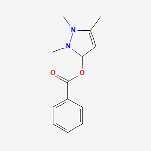 molecular formula C13H16N2O2 B12900971 1,2,5-Trimethyl-2,3-dihydro-1H-pyrazol-3-yl benzoate 