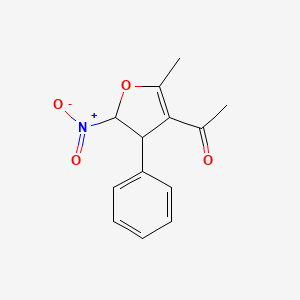 molecular formula C13H13NO4 B12901037 Ethanone, 1-(4,5-dihydro-2-methyl-5-nitro-4-phenyl-3-furanyl)- CAS No. 63183-16-4