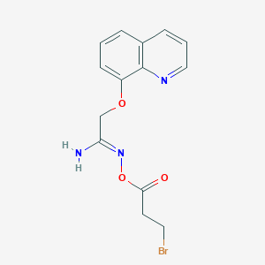 molecular formula C14H14BrN3O3 B12901045 N-((3-Bromopropanoyl)oxy)-2-(quinolin-8-yloxy)acetimidamide 