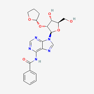 molecular formula C21H23N5O6 B12901062 N-(9-((2R,3R,4R,5R)-4-Hydroxy-5-(hydroxymethyl)-3-(((S)-tetrahydrofuran-2-yl)oxy)tetrahydrofuran-2-yl)-9H-purin-6-yl)benzamide 