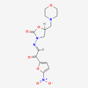 molecular formula C14H16N4O7 B12901092 5-(Morpholinomethyl)-3-(((5-nitro-2-furoyl)methylene)amino)-2-oxazolidinone CAS No. 92297-09-1