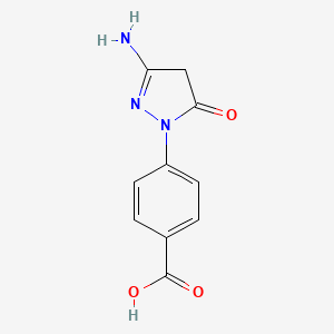 molecular formula C10H9N3O3 B12901198 4-(3-Amino-5-oxo-4,5-dihydro-1H-pyrazol-1-yl)benzoic acid CAS No. 56957-32-5