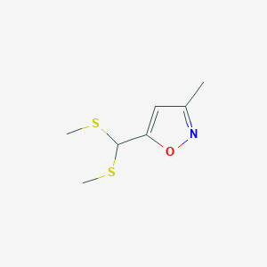 molecular formula C7H11NOS2 B12901405 Isoxazole, 5-[bis(methylthio)methyl]-3-methyl- CAS No. 84654-04-6