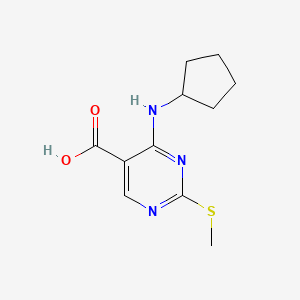 molecular formula C11H15N3O2S B1290143 4-(Cyclopentylamino)-2-(methylthio)pyrimidine-5-carboxylic acid CAS No. 1065075-68-4
