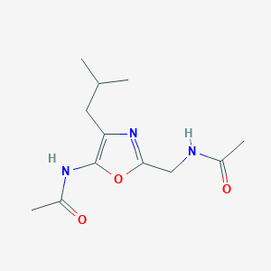 molecular formula C12H19N3O3 B12901459 N-[2-(Acetamidomethyl)-4-(2-methylpropyl)-1,3-oxazol-5-yl]acetamide CAS No. 87783-81-1