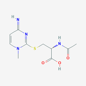 molecular formula C10H14N4O3S B12901527 N-Acetyl-S-(4-imino-1-methyl-1,4-dihydropyrimidin-2-yl)-L-cysteine CAS No. 66065-62-1