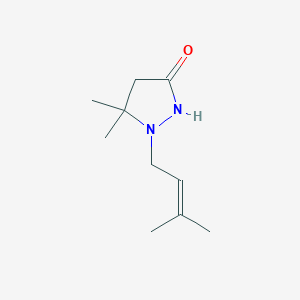 molecular formula C10H18N2O B12901716 5,5-Dimethyl-1-(3-methylbut-2-en-1-yl)pyrazolidin-3-one CAS No. 131391-06-5