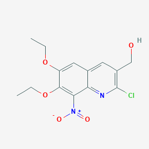 molecular formula C14H15ClN2O5 B12901760 (2-Chloro-6,7-diethoxy-8-nitroquinolin-3-yl)methanol CAS No. 92172-62-8