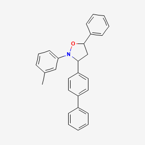 molecular formula C28H25NO B12901825 Isoxazolidine, 3-[1,1'-biphenyl]-4-yl-2-(3-methylphenyl)-5-phenyl- CAS No. 629643-11-4