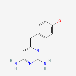 molecular formula C12H14N4O B12901877 6-[(4-Methoxyphenyl)methyl]pyrimidine-2,4-diamine CAS No. 90167-18-3