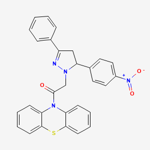 molecular formula C29H22N4O3S B12901890 10-((4,5-Dihydro-5-(4-nitrophenyl)-3-phenyl-1H-pyrazol-1-yl)acetyl)-10H-phenothiazine CAS No. 78807-67-7