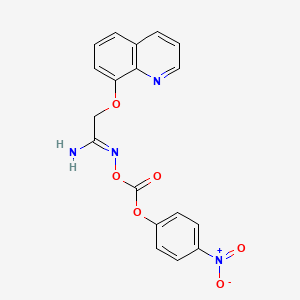 molecular formula C18H14N4O6 B12901920 N-(((4-Nitrophenoxy)carbonyl)oxy)-2-(quinolin-8-yloxy)acetimidamide 