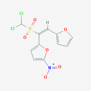 molecular formula C11H7Cl2NO6S B12901937 2-(1-((Dichloromethyl)sulfonyl)-2-(furan-2-yl)vinyl)-5-nitrofuran 